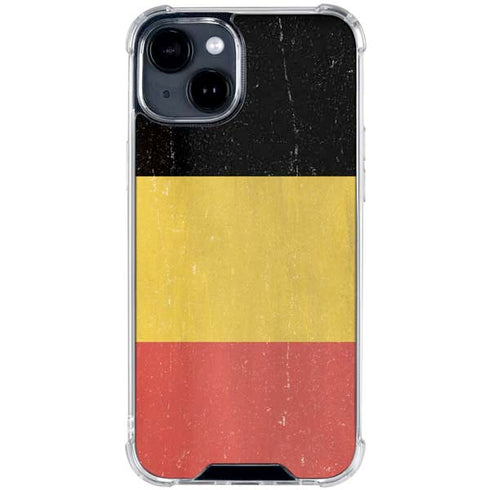Belgium Flag Distressed iPhone 15 Clear Case